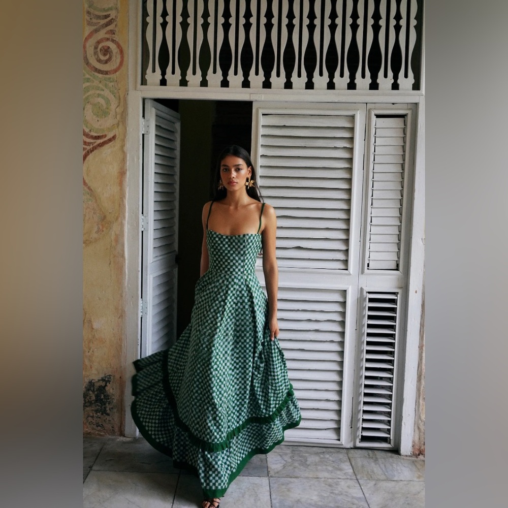 De Castro Green Checkmate Dress